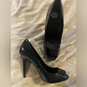 Black Peep Toe Stilettos